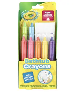 Crayola Bathtub Crayons 7 Pack + Eraser, Washable Tub Coloring Kit