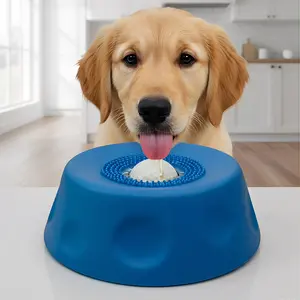 Slow Feeder Dog Bowl w/ Built-in Rolling Ball – Spill-Free Lick Bowl for Yogurt & Broth – Promotes Mental Stimulation, Slower Eating & Healthy Digestion