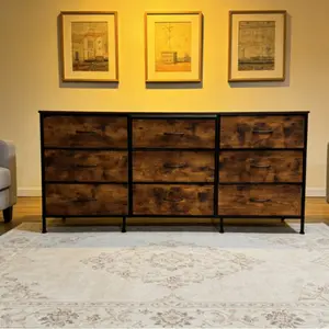 9-Drawer TV Stand ZH-DS11, Iron Frame + Particle Board + Non-Woven Fabric Drawers, 78 x 46.5 x 25.5 cm, Black, 19 kg/41.89 lb