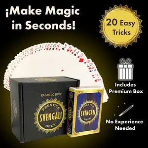 Ra Magic Shop Prestige Svengali Deck - 20 Mind-Blowing Illusion Tricks for Card Magic Performances - Red Edition - Perfect for Kids & Adults - Easy to Master - United States Made