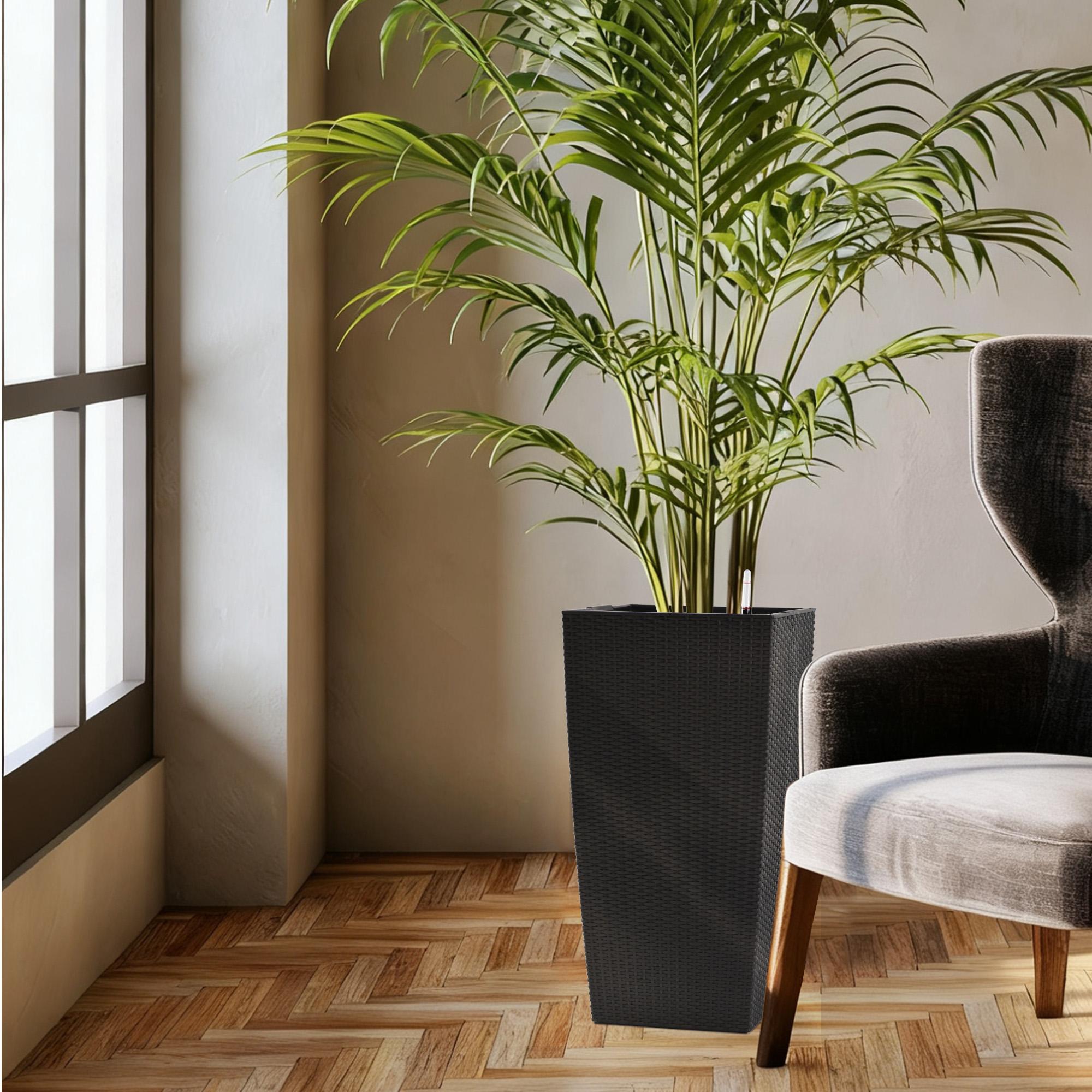 30" Tall Large Flower Pots Planter with Self-Watering Drainage Holes & Inner Trays | Indoor Outdoor Plant Pot with Water Level Monitor, Inner Bucket | Self-Watering Planter for Garden, Patio, Porch, Backyard