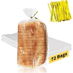 Bread Bags with Ties, 72 Pack Clear Bread Bags for Homemade Bread and 100 Ties, Adjustable  Plastic Bread Bags, Bread Loaf Bags for  Bakers and Bakery Owners