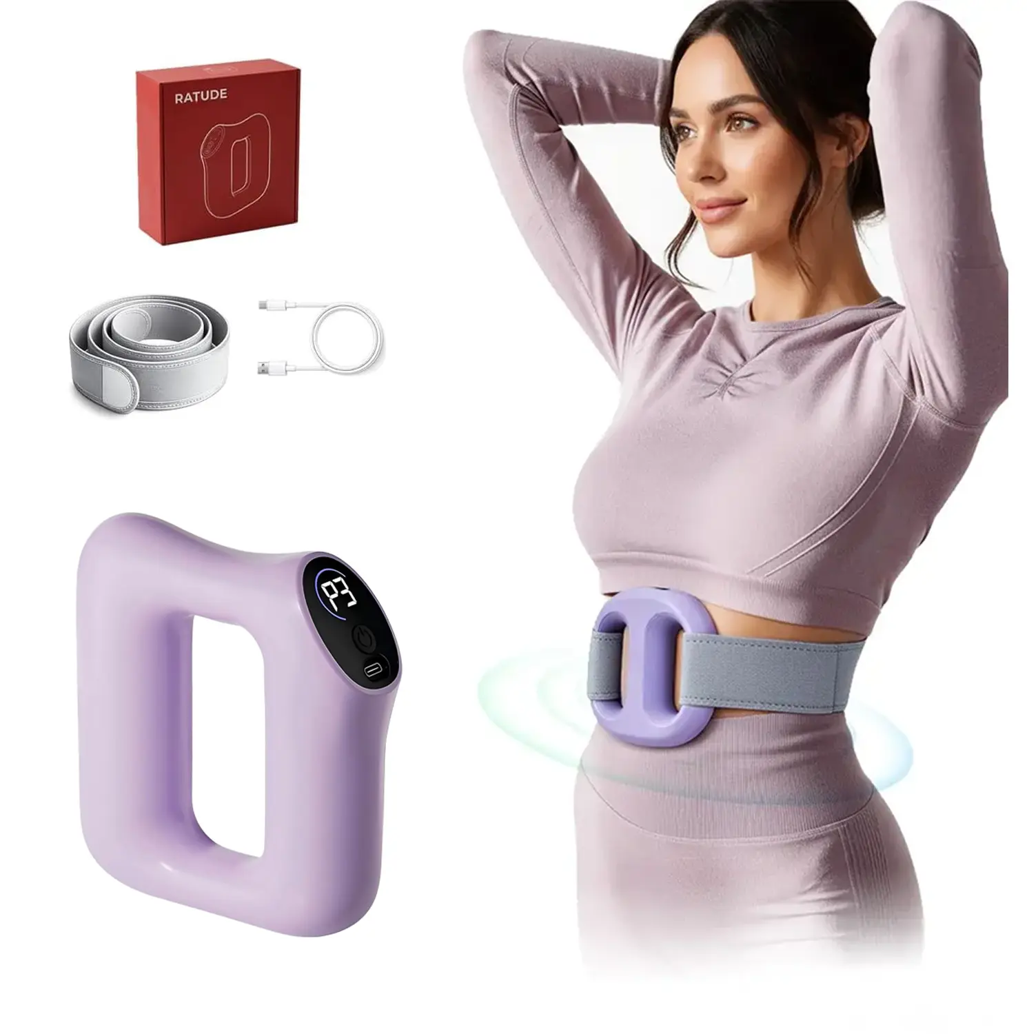 Multifunctional Fascia Ring with Wearing Strap | Adjustable Vibration Massager for Deep Muscle Relax | Comfort Fit for Waist, Belly, Back, Legs