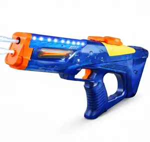 LED Electric Water Blaster Toy, Automatic Rechargeable Water Spray Toy with Flashing Nozzle Light and Vibration for Kids Summer Play