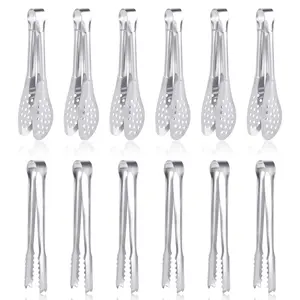 12 Pack Premium Small Serving Tongs, Mini Stainless Steel Appetizer Tongs, 5Inch,5.2Inch(12.7cm)