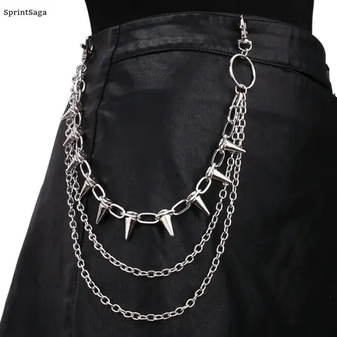 Silver Casual Metal Wallet Chain - Unisex Funky Street Punk Aesthetic Chains, Daily Bag Accessory Charm, Belt Loop Trousers Accent Gift