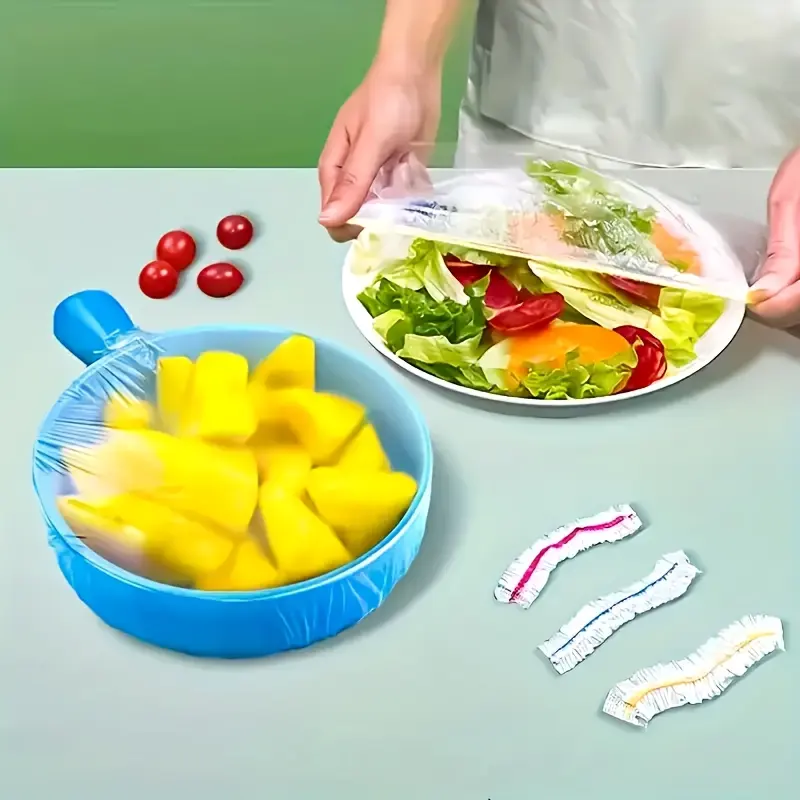 100pcs Flexible Fresh Food Packaging - Retractable Clear Plastic Plate Lid, Single Use Odorless Kitchen Film, Suitable for Home, Restaurant, Picnic - Multi-purpose, Odorless, Dustproof, Fits All Plate Sizes - Ideal for Home Openings #mothersday Reusable S