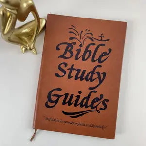 Vintage Gilded Hardcover Bible Study Guide Notebook, Religious Faith Journal, Believer's Spiritual Study Notepad with Glitter Creamy Covers and Chalkboard Design office accessories