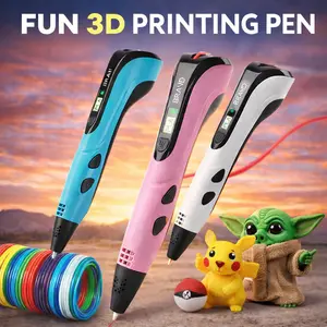3D Printing Pen Set with LCD Display, PLA Filament, USB Adapter, Colour Box and Drawing Book - Fun Digital Creativity Education Device for Kids