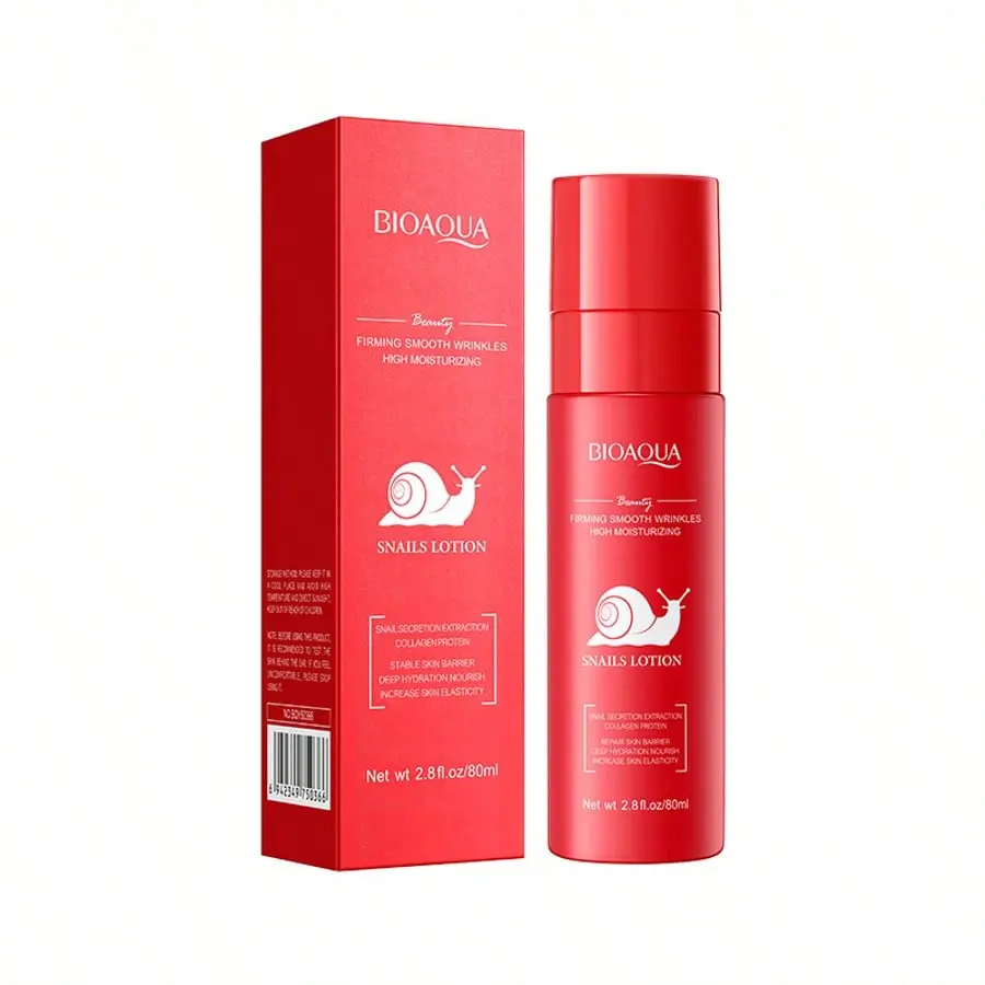 Bioaqua Snail Lotion, 2.8 fl oz (80ml) Moisturizer - Firms Skin, Smooths Wrinkles, Hydrates All Skin Types High-Moisture Skincare Product