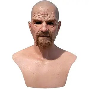 Realistic Bald Old Man Mask,Breaking Walter White Mask Adult Halloween Party Props Latex