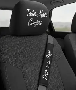 YUPBIZAUTO Polyester Embroidered Custom Car Interior Set - Universal Slip-On Headrest Covers, Seatbelt Pads, Washable Car Decor, Personalized Gift Item