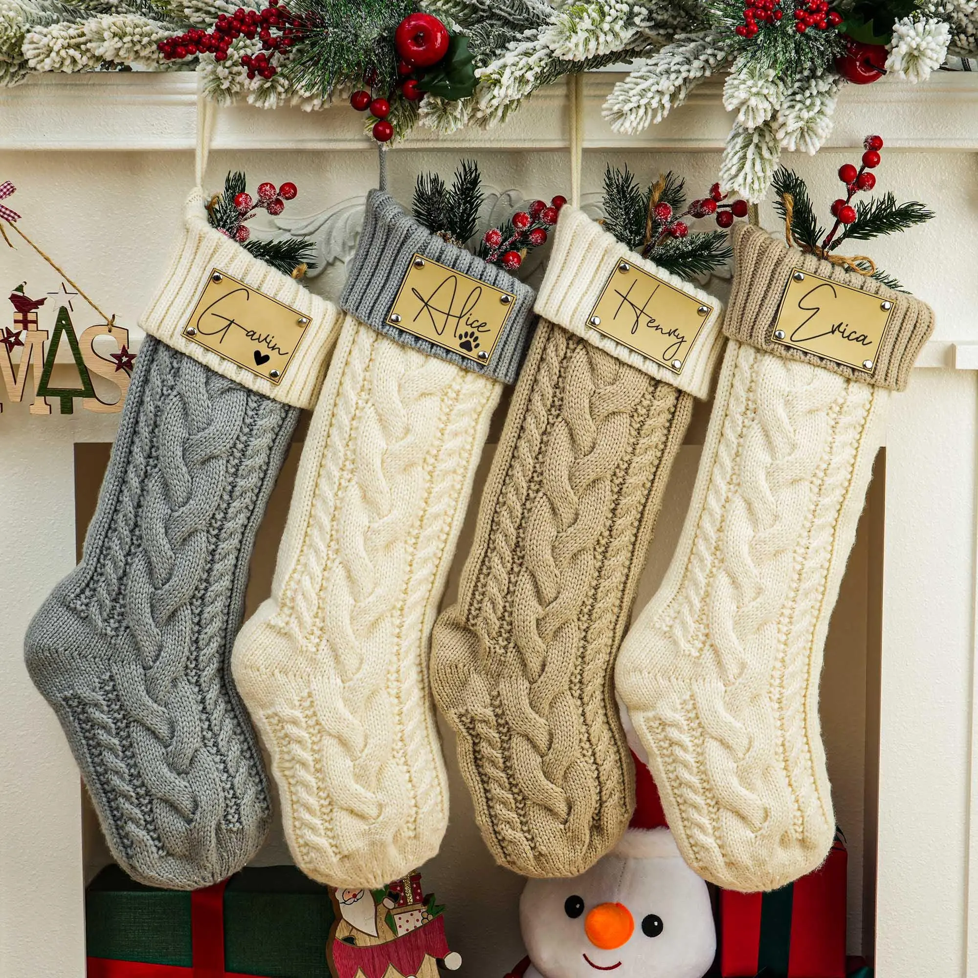 Engraved Knitted Christmas Stockings 2024 Family Christmas Stockings christmas Stockings With Name holiday Stockings christmas Gifts Decor