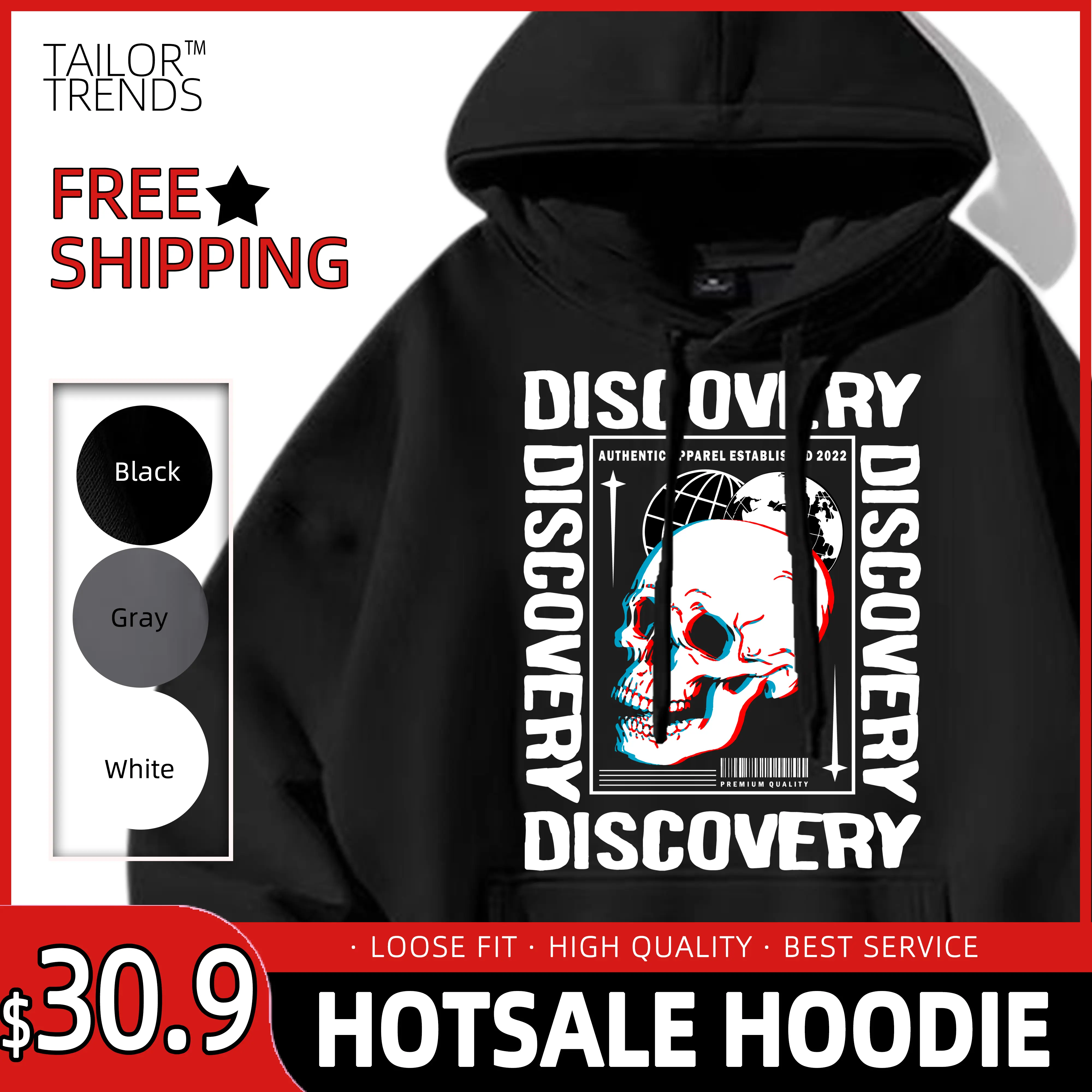 TAILORTRENDS Personalized Cotton Small-XX-Large Long Sleeve Hoodie Printed Photo High Quality Long Sleeve Hoodie for Men & Women With Your Image, Text & Photo