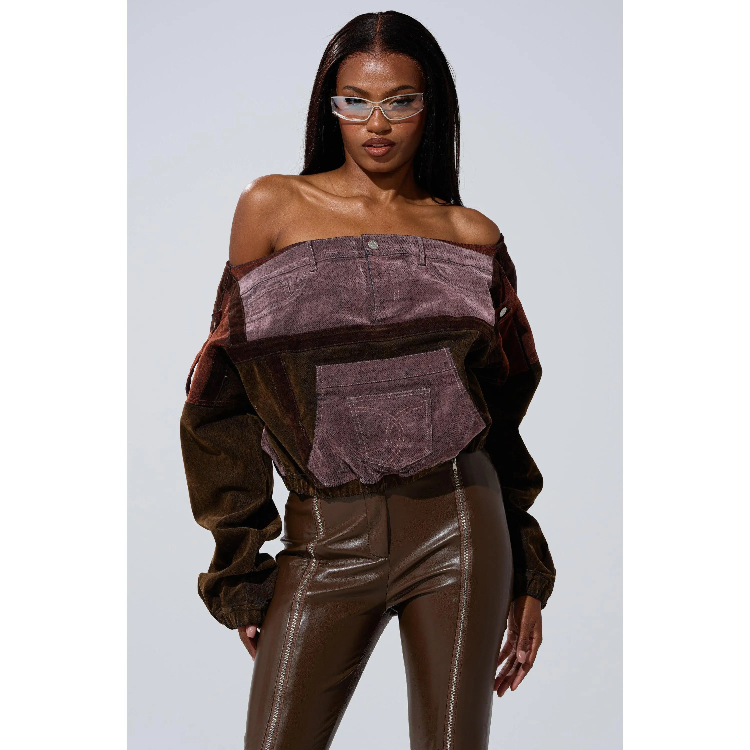 PATCH ME UP MINERAL WASHED SWEATSHIRT IN PURPLE