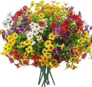 Artificial Flowers(12/24pcs/set),UV Resistant Colorful Fake Flowers,Decoration Bouquet,Home Decoration Garden Party Wedding Decoration Space Decoration Decorative Fruit Plants Silk