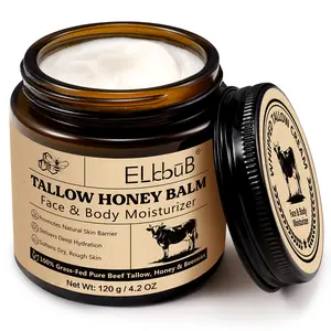 120G,Organic Grass-Fed Beef Tallow Honey Moisturizer, Deeply Moisturizing Hydrating Face Cream, Moisturizing Skin Care Cream, Face Cream for Women and Men All Skin Types, Beef Tallow Balm