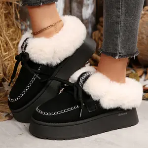 Women's Loafers Winter Fleece Cozy Platform Slip On Slippers Indoor Outdoor Walking Shoes Winter Warm Mini Snow Boots Springfresh