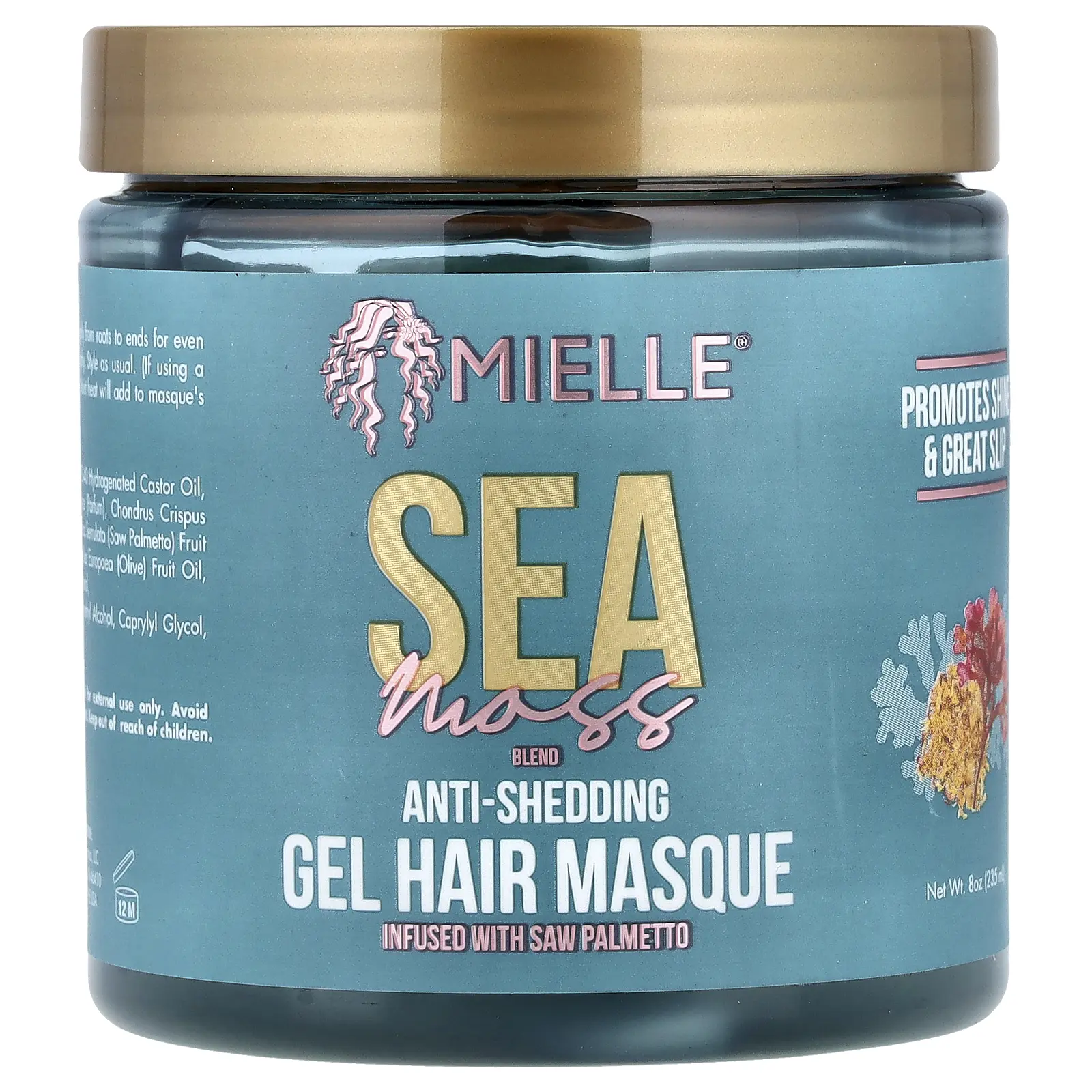 Mielle Anti-Shedding Gel Hair Masque, Sea Moss Blend, 8 oz (235 ml)