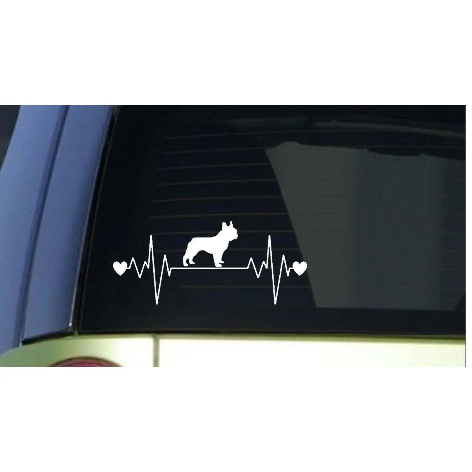 Frenchie heartbeat lifeline *I215* 8" wide Sticker decal french bulldog