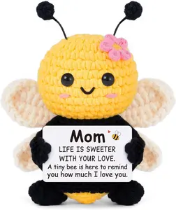 Summer Spring Gift for Mom from Daughter Son, Mom Birthday gifts - Cute Handmade Crochet Bee - Mother Day Bonus Step Mother In Law, I Love You Mama Present, Emotional Support Crochet Decor