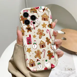 Christmas gingerbread man anti-drop art case, snowman candy cane magnetic protective cover, compatible with iPhone 17/16/15/14/13/12/11/X/XS/XSMAX. Christmas and Halloween gift., Accessories, Smartphone, Cellphone, Handheld
