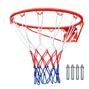 Basketball Rim Replacement, Standard 18" Steel Rim, Wall Mounted Basketball Goal Hoop with Net