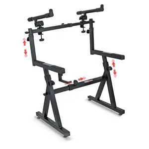 5Core Piano Keyboard Stand Z Style Heavy Duty 2 Tier Stands w Adjustable Arm Fits 54 61 88 Key Board