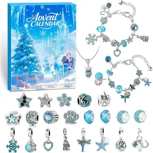 2025 Advent Calendar for Kids,24 Days Countdown DIY Jewelry Advent Calendar with Bracelets , Necklace & Charm Christmas Happy New Year Birthday Gift for Kids Girls Teens