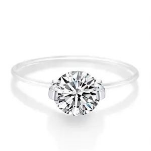 vvs1 Moissanite Ring with a Sense of Design, Light Luxury Transparent Line Invisible Mermaid's Tear Ring, Fishing Line Diamond Ring for Women Solitaire Ring Engagement Ring For Me