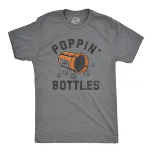 Mens Poppin Bottles T Shirt Funny Rx Medicine Pill Container Drug Joke Tee for Guys Mens Funny T Shirts Cool Vintage Fashion T-Shirt Gift Classic Menswear Funny mental health Short Sleeve Novelty Tees for Guys Dark Grey