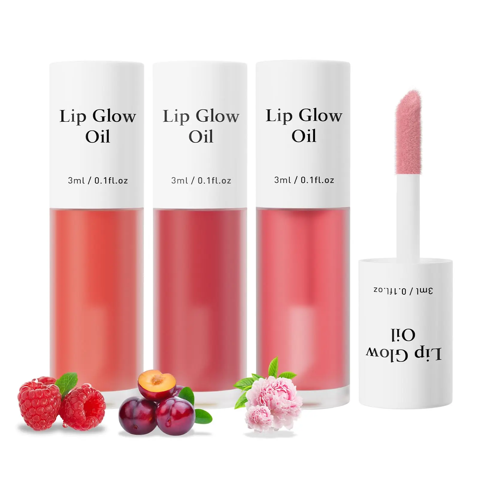 Moisturizing Lip Balm, 3 Counts/set Hydrating Glossy Lip Glaze Stick Plumping Lip Oil for Girls & Women