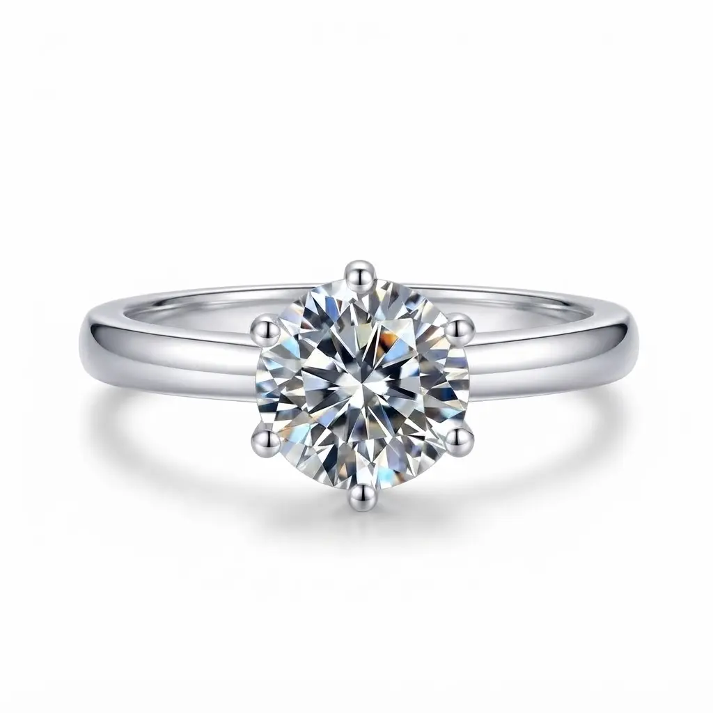 (Classic 1/2/3CT) 925 Sterling Silver Synthetic Moissanite Ring
