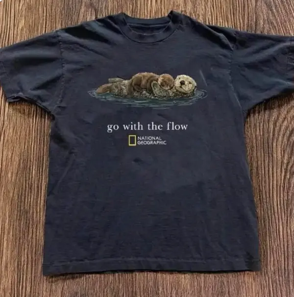 Gildan Men's and Women's T-shirt, National Geographic ' go with the flow ', Animal tee, Y2k Unisex Graphic Tees Gothic Grunge Emo Scene Amity Affliction Style Clothes Menswear Womenswear Streetwear