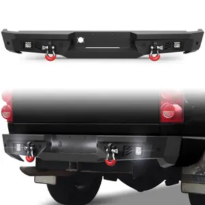 POFENZE-NADIA  Ram Rear Bumper for 2003-2009 Ram 2500/3500 and 2002-2008 Ram 1500, w/Step Plate, Fog Lights, License Plate Lights and D-rings