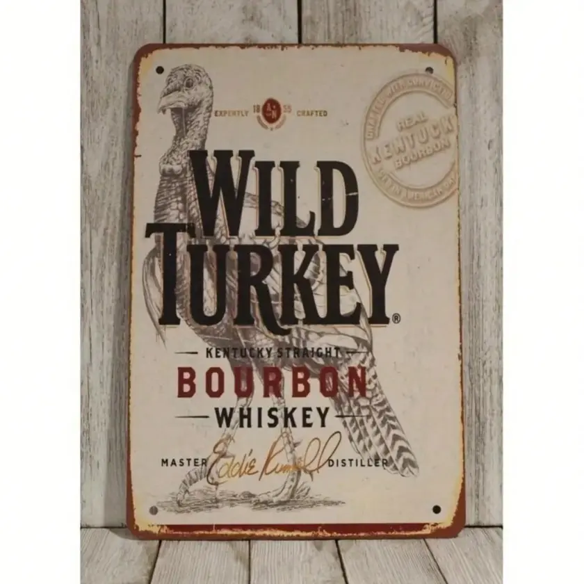 Aluminum Wild Turkey Bourbon Sign Decorative Plaque 8x12 Inch Country Style Whiskey Bar Hotel Home Wall Decor Home Decor Gifts