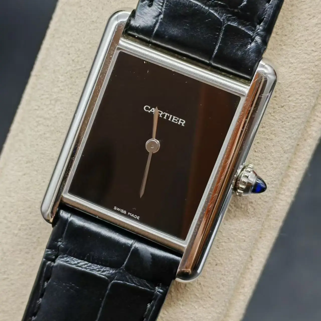 Pre-Owned Cartier Tank Must de Cartier Ref.WSTA0072 Quartz Stainless Steel Wristwatch, 33.7x25.5mm, Compact Fit