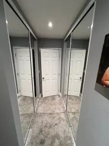 White Sliding Mirror Closet Door Set