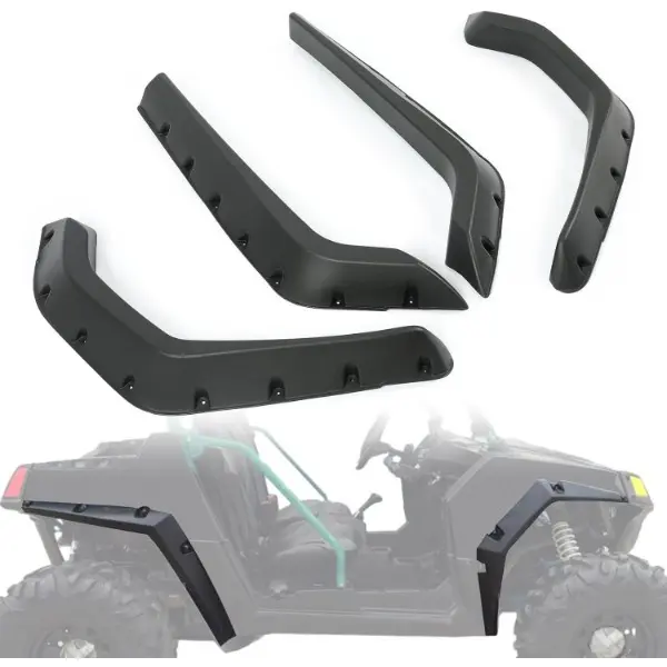 Automotive Fender Flares Set of 4, Compatible with 2008-2010 Polaris RZR 800/800 S/RZR 4 800, Front & Rear Arches Extensions, Vehicle Mud Flaps Guards, Black, Debris Guarding & Off-Road Protection