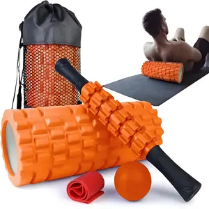 1pc 5-in-1 Foam Roller Set, Trigger Point Foam Roller, Massage Roller Stick, Deep Muscle Massage Resistance Band for Pilates Yoga, Full Body Fitness Exercise