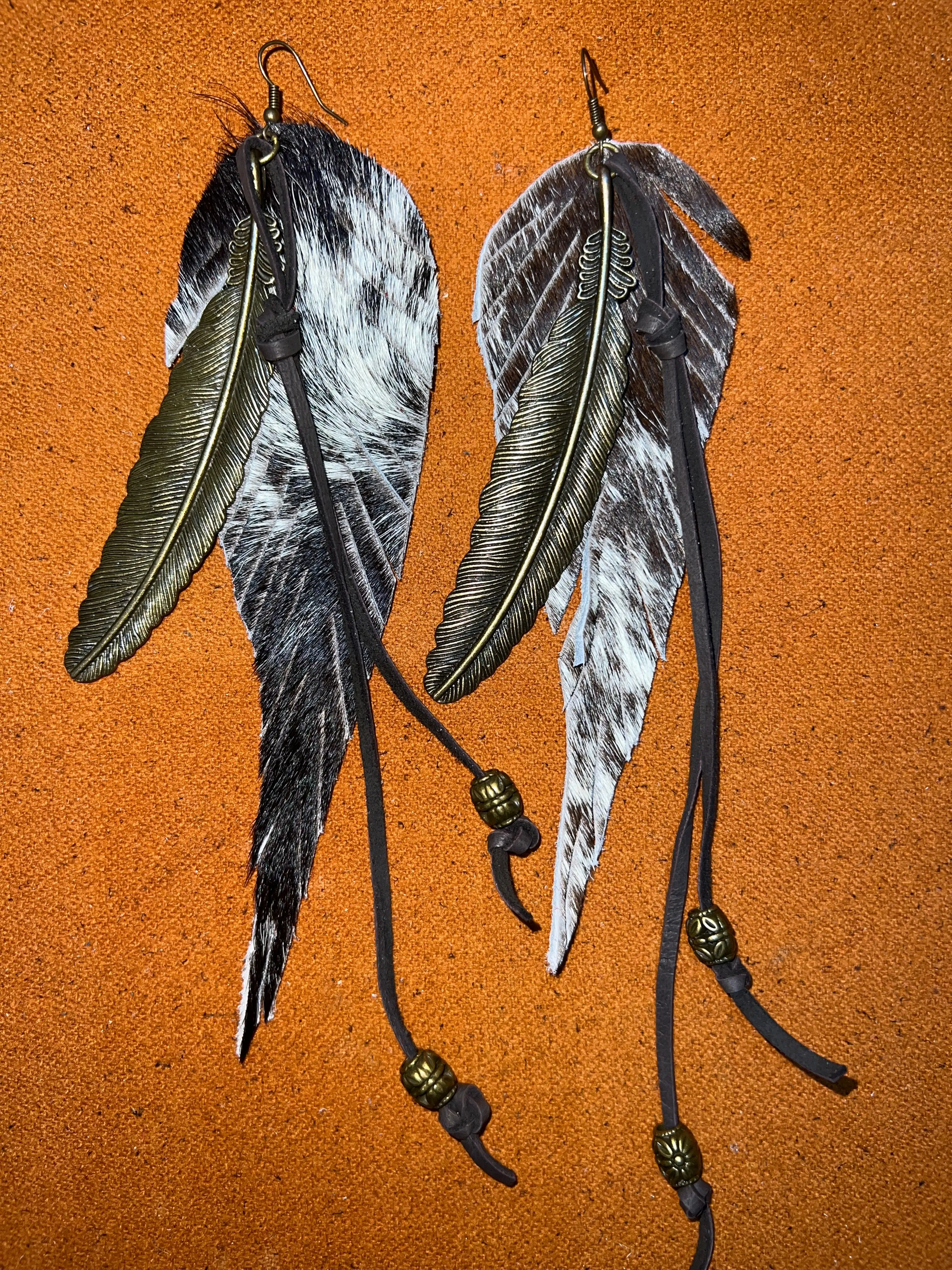 Genuine Leather Pony Hair Earrings