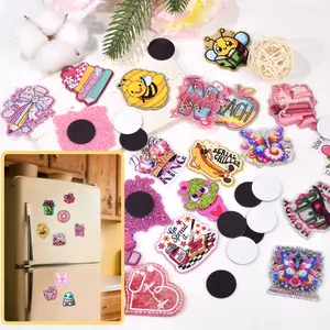 60 Pcs of DIY Glitter Acrylic Flatback Refrigerator Magnets, Including 20 Pcs of Glitter Flatback and 40 Pcs of DIY Refrigerator Magnet Accessories, for Kitchen Decor and Gifts