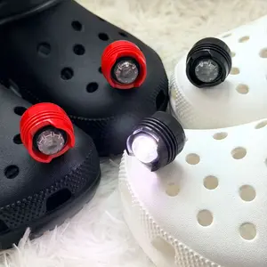 2Pcs LED Light Shoe Charms - Red & Black, Night Safety Decor, Trendy Crocs Accessories