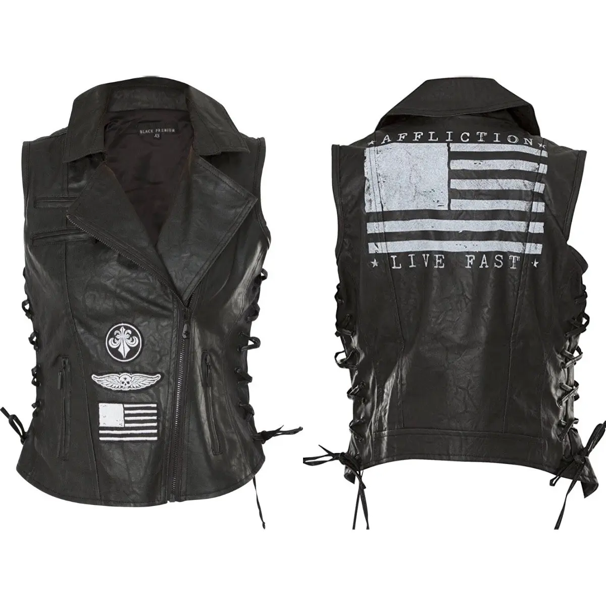 AFFLICTION CLUTCH VEST Women's Jacket Black AFFLICTION CLUTCH VEST Women's Jacket Black
