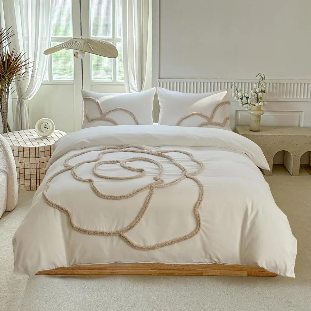Floral Pattern Plush Bedding Set, 3 Counts/set Including 1 Duvet Cover & 1/2 Pillowcase without Filler, Soft Comfortable Bedding Set for Home Bedroom, Decorative Bedding Set