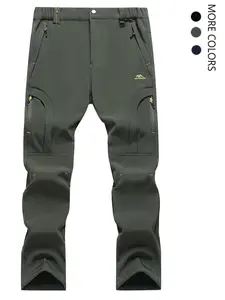 Men's Solid Button Fly Zipper Pocket Thermal Lined Pants, Quality and Comfort, Regular-fit Casual Windproof Warm Trousers for Outdoor Activities, Men's Bottoms for Winter, Casual Streetwear Trousers