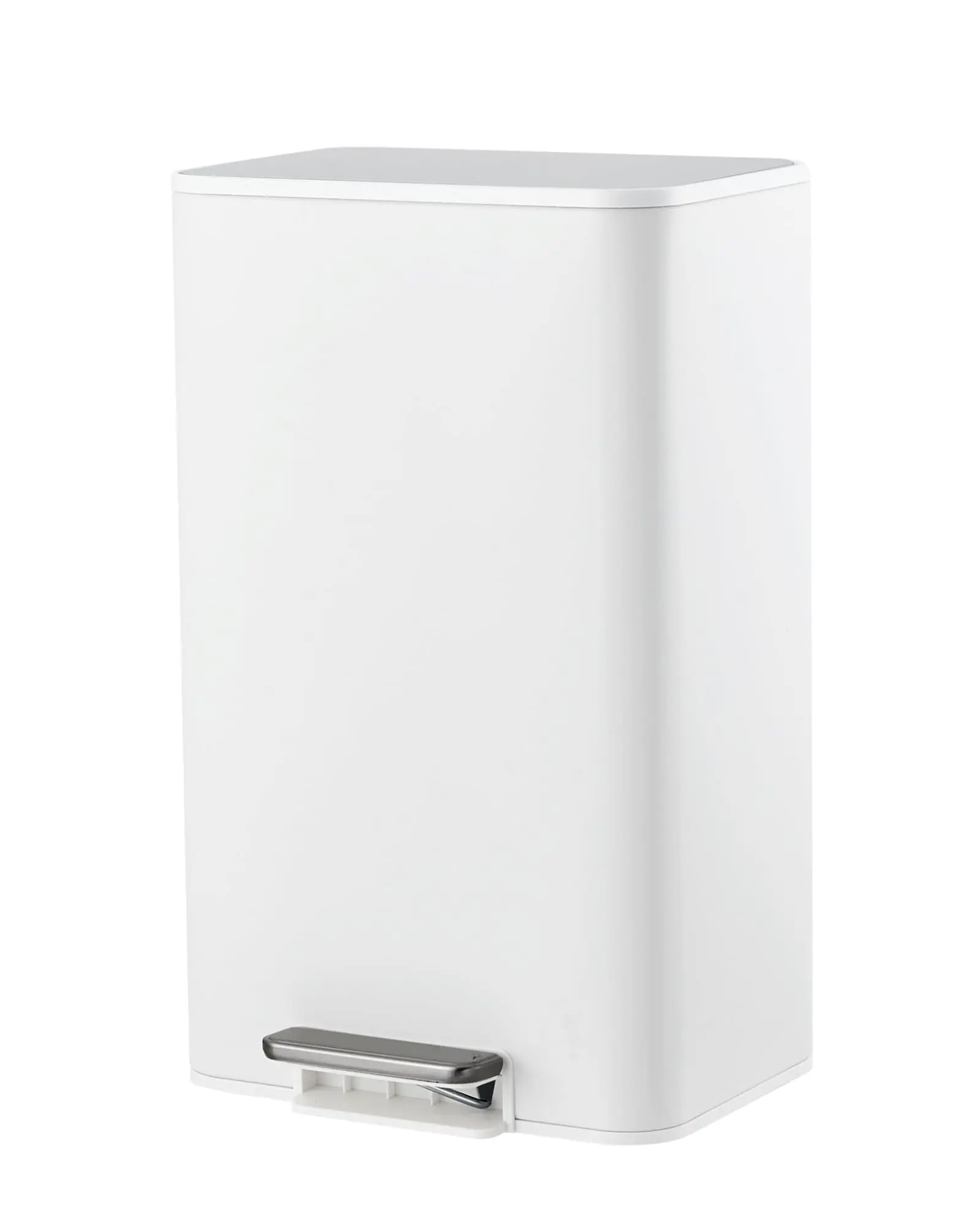 Garvee Stainless Steel Step Garbage Can with Quiet Soft-Close Lid, Foot Pedal & Removable Inner Bucket, Rectangular Bin Ideal for Bathroom, Home, and Office Use