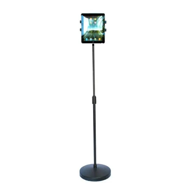 Agiletek MH-206 Universal Metal Adjustable Rotary Floor Tablet & Computer Stand - 360° Rotation, Telescopic Pole, Adjustable Holder, 14 lbs Capacity, 32x6x13 in Size, 37-57.9 in Height Range, Space-Saving Holder Tablet Stands & Bases