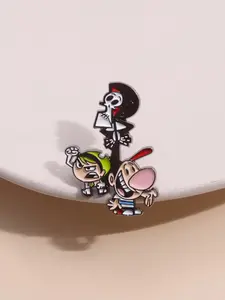 Vintage Cartoon Grim Reaper Adventure Metal Brooch, Zinc Alloy Enamel Material, Durable Vibrant, Multi-Character Design, Anime Theme Badge, Unisex Daily Wear Accessory Gift