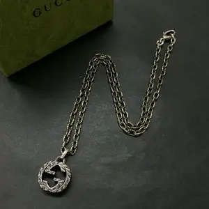 Pre-owned Gucci Arabesque Interlocking G Silver 925 Pendant Necklace 11624219322/262223